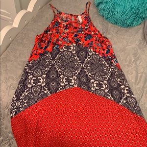 High neck patterned summer dress